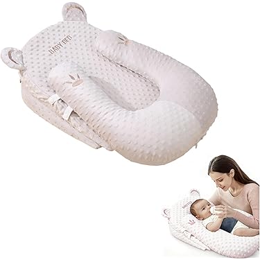 Ella Voedingskussen, ergonomisch babykussen voor comfortabel borstvoeding geven en voeden van baby's, gevoerde hoofdsteun voor zuigelingen met afneembare katoenen bekleding, plantenprints