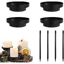 4 stuks kaarsenhouders, adventskrans, zwart, 2-in-1 kaarsenhouder, staafkaarsenbord, metaal, 8 cm, afneembare kaarssteker, kaarsenhouder om in te steken voor adventskransdecoratie, kerstkrans