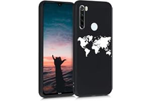 kwmobile Carcasa Compatible con Xiaomi Redmi Note 8T - Funda móvil TPU - Mapa del Mundo Blanco/Negro