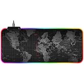 B&uuml;y&uuml;k Boy XXL 80x30 cm PC Kısayol Kodlar Desenli RGB LED Işıklı Gaming Gamer Oyuncu Mouse Pad Kau&ccedil;uk Malzeme Kaymaz Taban (D&uuml;