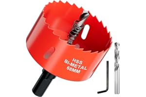 GA1FSL Lochsäge Bohrkrone 68mm aus HSS Bimetall - Hochleistungs Lochfräse und Lochkreissäge mit Dreieckgriffadapter und Zentrierbohrer für Holz, Kunststoffe, Metall, Trockenbauwände, Rigips und Kaminrohre