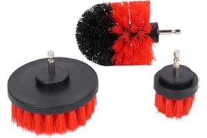 ESTINK Drill Brush, 3PCS Power Scrubber Cleaning Brush Attachment Set Drill Scrub Brushes Kit 1/4in Quick Change Shaft Electric Drill Cleaning Kit for Cleaning Tub, Shower, Bathroom and Kitchen Surface(red)