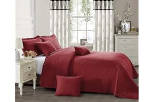 Householdfurnishing 3 piece Quilted Bedspread Comforter with Oxford Standard Pillow Shams (INS/Red, Super King)