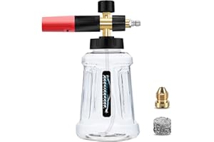 DANCINGBOAR Lancia Schiuma da Neve con Attacco Rapido 1/4 per Pistola Idropulitrice, 1L Snow Foam Lance con Ugello a Spruzzo Regolabile & Eadattatore di Nuova Generazione (nero e rosso)