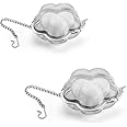 Mayata 2pcs Stainless steel fine mesh seasoning ball kitchen soup spice stew filter kitchen tool metal tea bag tea ball (2pcs Flower Shape),Silver,6cm