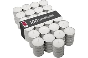 COM-FORT HOUSE | Velas de te Blancas | Pack velas de 100 Unidades | Velas de Té Calientaplatos | Tealight | 4 Horas de Duración | Velas Decorativas Sin Perfume |