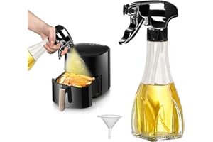 AHOUGER Spray Huile Cuisine 240ml Spray Huile d'olive Friteuse à Air Vaporisateur D'Huile De Cuisson Avec Gicleur D'huile Réglable pour Griller, Cuire Au Four, Salades
