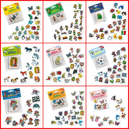 24 Kindertattoos „Gemischte Themen“ von Lutz Mauder // Sticker Tattoo Kinder Fussball Tiere Mädchen Pirat Elfen Pferde Drachen Tiger - 3