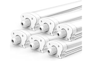 ‎JESLED JESLED - 6er Set LED Feuchtraumleuchte 150cm IP65-38W 6500 Lumen - 6500K Neutralweiß - Verknüpfbar - Kellerleuchte, Nassraumleuchte - Feuchtraum Wannenleuchte