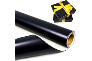 BIHIYII Black Metallic Wrapping Paper Roll 43 cm x 10 m, Gift Wrapping Paper Rolls, Matte Wrapping Paper Gifts Wrap for Birthday Christmas Wedding Party Bouquets (Black)
