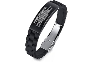 PJ JEWELLERY To my Husband Silicone Wristband Love Quote Engraved Bracelets for him Gift from Wife Lover, Birthday Christmas Valentine's Day Gift