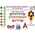 The Blu Party Birds Theme Birthday Compact Kit with Baby Name & Age for Angry Birds Birthday Decorations