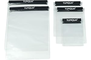 YUMQUA Clear Waterproof Bags 5 Pack Set, Watertight Pouch Holder for Document Map Camera Mobile Phone Tablet, fits Kayaking Boating Hiking Beach Water Sports, Black