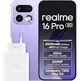 realme 16 Pro 5G Smartphone 8GB+256GB, Purple | Battery 6500mAh, Quick Charge 80W, 6.78 inch AMOLED Display, 144Hz, Camera 20