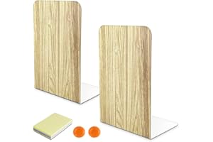DIFIT Buchstützen, 1 Paare Buchstütze, Buchstützen Metall, Sturdy Bücherstütze Bücherhalter,Bücherstützen Bookends für Schule, Bücherhalter für Regal/Schreibtisch（Holzmaserung 10x12x17cm