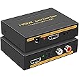 VOOCME HDMI to HDMI Audio Extractor, 4K HDMI and Audio (RCA Stereo or Spdif) Converter (Supports Appel TV, Fire TV and Blue-Ray Players)(with Optical Cable) - Black