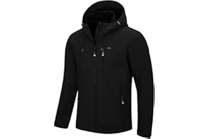 33,000ft Herren Softshelljacke Wasserbeständige Winddichte Funktionsjacke Atmungsaktive Übergangsjacke Leichte Fahhradjacke mit Kapuze Ohne Fleecefutter