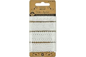 MEYCO HOBBY Ruban dentelle 10 mm. 20 mm, 2 x 22 mm Assorties Blanc, 4 x 1 m