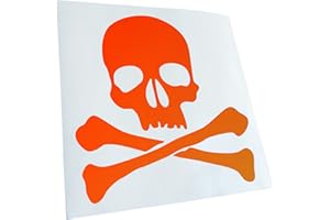 Kiwistar - Autocollant - Tête de Mort - Symbole de Mort - Signe de Pirate - Orange Fluo - G10 - pour Voitures, vélos, véhicules, Motos, cyclomoteurs, Tuning, vitres arrière