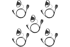 Retevis RE3224 Talkie Walkie Écouteur Type-D 2 Broches Casque Oreillettes Compatible avec Talkie Walkie RT24 RT27 RT22 RT28 RT617 RT618 RT619 Baofeng BF-888S Kenwood (5 Pcs)