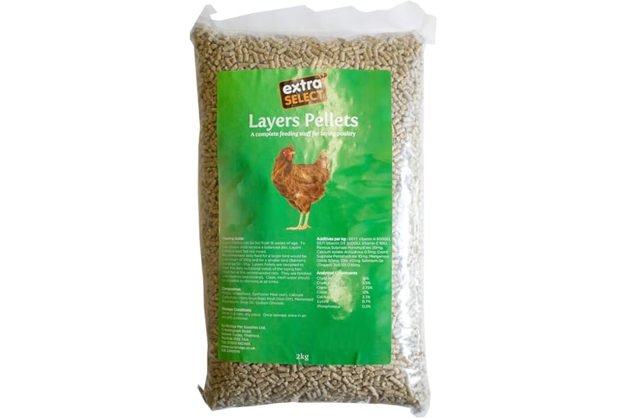 Extra Select Chicken Feed Layers Pellets - Laying Poultry Feed for Hens, Geese, Ducks - 100% Natural Layers Pellets 2kg