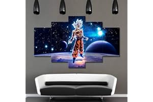 LBXKE XLST 5 Pièces Dessin Animé Dragon Ball Z Goku Peintures HD Prints Super Saiyan Affiche Toile Mur Art Photos Salon Décor,B,30x50x2+30x70x2+30x80x1 pour Salle de séjour