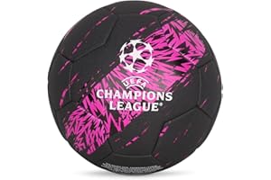 ROGER'S Pallone Champions League Palla Calcio Ufficiale Adulti Bambini. Misura Grande Taglia 5 (Nero Azzurro Rosa).