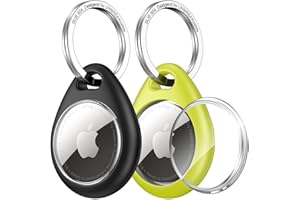 UNBREAKcable 360° Protective Case for AirTag, [2-Pack] AirTags Keyring Holder, Scratch-Resistant, Lock Design, Keychain for AirTag, TPU Full Cover Case for Key, Bag, Luggage, Pet Collar (Black&Green)