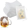 Newaner 600 stycken tefilterpapper för löst te, 7 x 9 cm tepåsar för löst te, engångsbruk med dragsko? Tefilter? Tepåsar för 