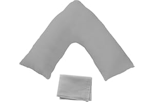 Nod Off V Shaped Pillow with Free Case - Hollowfiber Filled Polycotton case, Orthopedic Pregnancy Support Pillow - Pillows for Neck and Shoulder Pain - triangle Maternity Pillow (Grey)