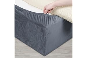 DUJUIKE Cubre Somier para Cama, Alternativa a la Falda de Cama Tradicional Totalmente elástica, Cubre Canapés para Somier, fácil de Instalar (Queen Bed Width:150-160cm, Gris)