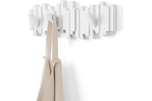 Umbra Sticks Perchero de pared con 5 ganchos extraíbles, Blanco