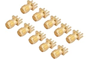 SEAFRONT 10 Piezas de Latón SMA hembra Base Jack Hembra Montaje en PCB Conectores de 50 Ohmios RF Conector SMA Para Dispositivos Inalámbricos