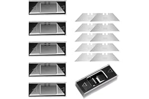 BIBURY cuchillas profesionales trapezoidales PACK 5, 50 Piezas para cortador plegable profesional, Cuchillas de repuesto para cúter plegable