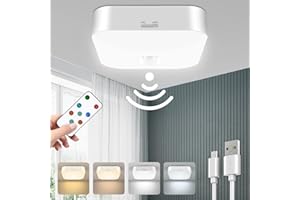 Toowell Rechargeable Motion Sensor Light with Remote 500LM 10000mAh Battery Powered Ceiling Light Motion Sensor Battery Operated Lights Indoor Battery Pir Light for Shed Bathroom Garage Loft Hallway