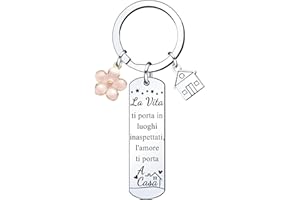 Lumengqi Portachiavi Casa Nuova in Acciaio Inossidabile Portachiavi Personalizzato con Ciondolo Casetta e Chiavi Argento Porta Chiavi Incisione Ci Vediamo a Casa per Lei Lui Mamma Papà