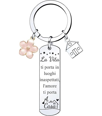 Taiyin - Set Di 5 Portachiavi A Forma Di Casa In Metallo Argento, 3.6 Cm - Carini E Pratici Con Finestra E Camino