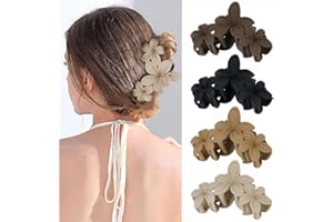 ZSPERKLA 4 Stück Blumen Haarspangen Große Haarklammern für Dickes Dünnes Haar, Rutschfeste Haar Jaw Clips Haarstyling-Zubehör für Frauen Mädchen (4 Stück Blumen)
