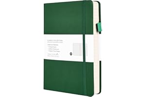 Fwilo Thick Notebook A5 Lined Paper,100gsm A5 NoteBook Note Pad 320 Pages Journal Notebook Eye Protection Paper Diary PU Leather Notebook for School Office Artist Writing& Note Taking (Dark Greenk)