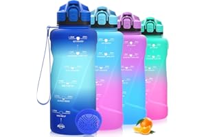Niggeey Borraccia Sportiva Da 2l, 1,5 Litro, 1 Litro, 700ml, 500ml Bottiglia Sportiva con Indicatore del Tempo e Scala, 1 clic Aperto, Adatto per Palestra, Yoga, Bicicletta, Campeggio e Vita Familiare