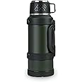 Schmick Thermos Vaccum Flask Bottle for Tea Coffee Soup Water with Infuser, 1.7 Liter - 24 Hours Hot and Cold Vaccum Insulated Flask (Bottle Green)