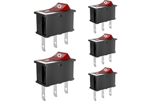 SCOOYUCK 5 sztuk przełączników kołyskowych, SPDT 15 mm x 21 mm, 3-biegunowy ON/ON 12 V, 24 V, 125 V, 250 V, przełącznik dźwigienkowy, do samochodów, łodzi, urządzeń gospodarstwa domowego