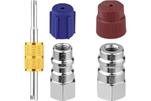 PEUTIER 2pcs R12 to R134a Conversion Kits, High/Low Pressure R12 to R134a AC Retrofit Fitting Adapter Kits R12 to R134a Adapter with Valve Core Wrench for Car Air Conditioner Refrigerant System