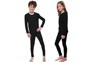 ULTRA DRY Children's Thermal Underwear Set; 2 PC Top Vest Long Sleeve; Long Johns; Lightweight Fleece Interior; Boy/Girl Base Layer