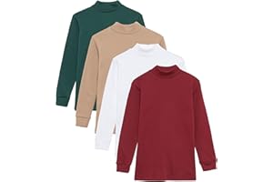 Channo Intimo Termico per Bambini, Collo Mezzo Cigno, Maniche Lunghe, Tinta Unita