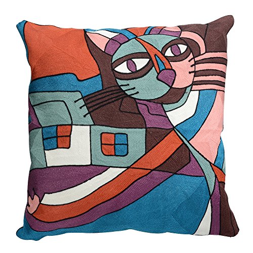 Top Finel Komfortable Stickerei Kissen Kissenbezug Sofa Abdeckung Haus Dekor Dekokissen Decorative Pillow Kissenhülle Quadratisch Auto Dekoration 45*45cm,4er Set (KD005G) - 5