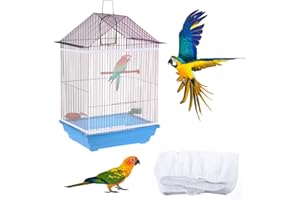 RUGUOA Große Vogelkäfig Abdeckung Samen Feder Fänger Vogelkäfig Schutznetz Mesh Netz Abdeckung Weiche Rock Schutzhülle Auf 220cm Ausdehnen Vögel Käfig Schutz für Runde Quadratische Käfige(Weiß,40*150cm)