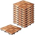 Sharpex Deck Tiles with Interlocking | 10 Piece Teck Wood Floor Decking Water Resistant Tile for Balcony, Terrace, Garden | Quick Flooring Solution for Indoor/Outdoor (Brown, 10 Piece)