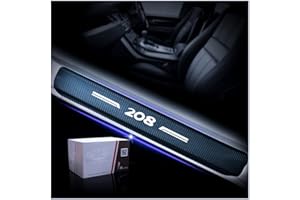 CWWHY Auto Kohlefaser Einstiegsleisten Für Peu-geot 208 Tuning Zubehör 4 STÜCKE Scuff Plate Türschwelle Sill Aufkleber, White