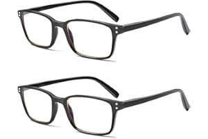‎COJWIS COJWIS Lesebrille 2 Pack Blaue Licht Blockieren Brille Federscharnier Anti Schwindlig Damen und Herren Leicht Brillen (2 Schwarz, 0.50, multiplier_x)